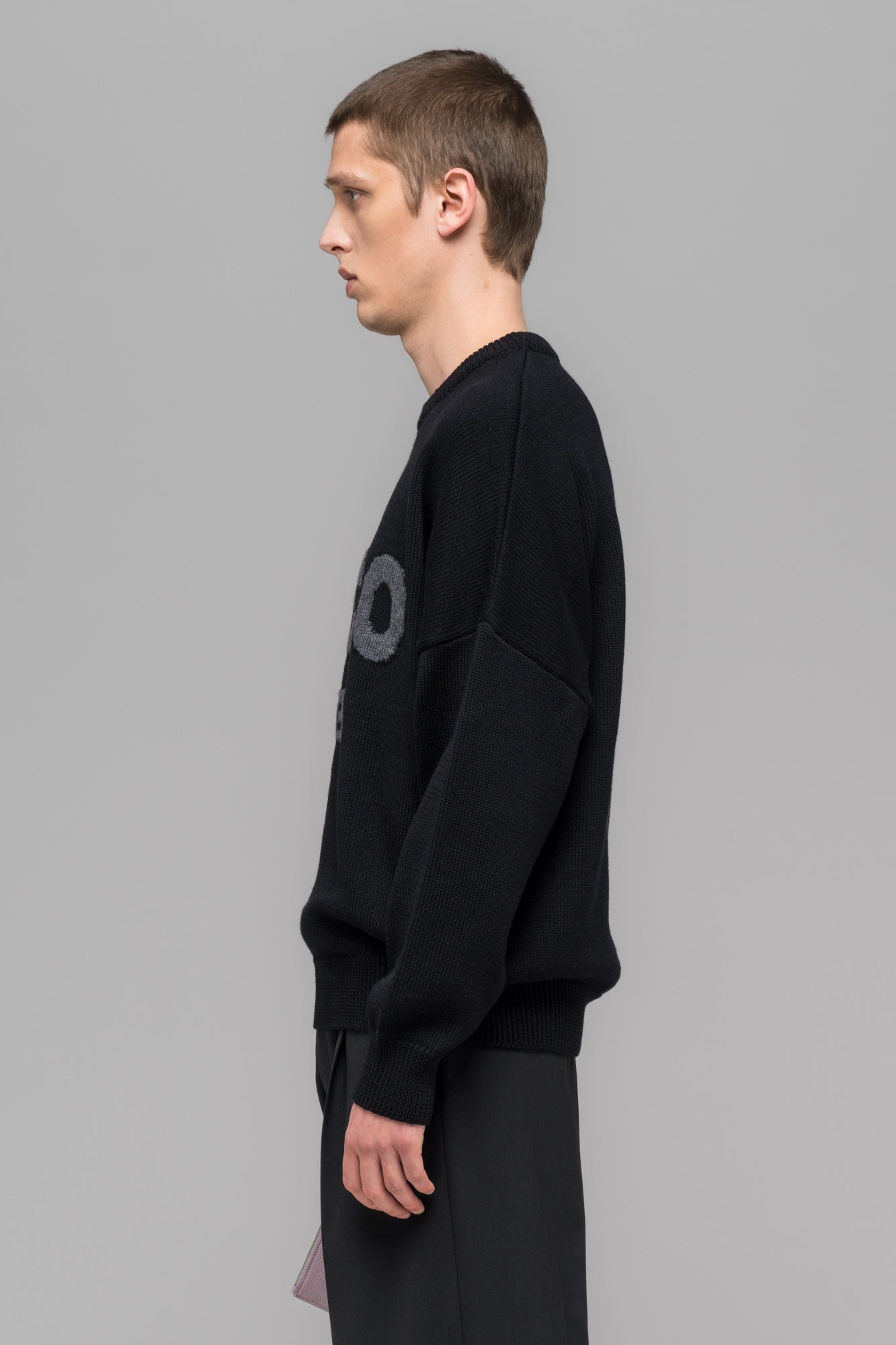"SELFIE" SWEATER BLACK/BLACK MELANGE
