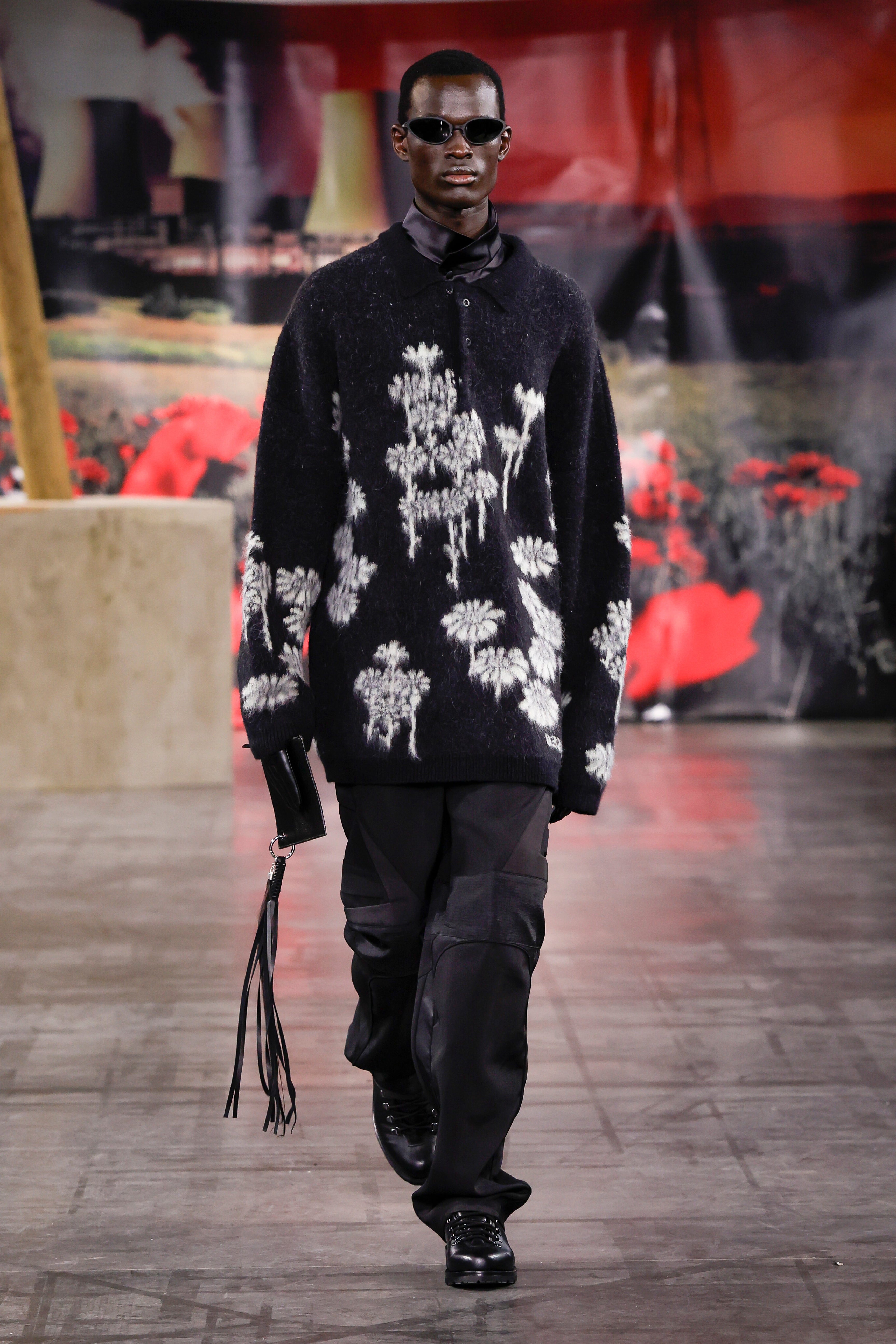 "MELTING DAISIES" KNIT LS POLO SHIRT - 032c