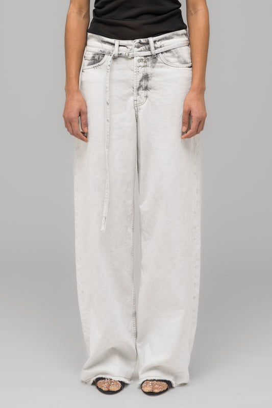 "DOWN TO EARTH" WIDE LEG JEAN WASHED GREY