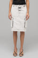 "MY OWN MIND" FRAYED DENIM SKIRT