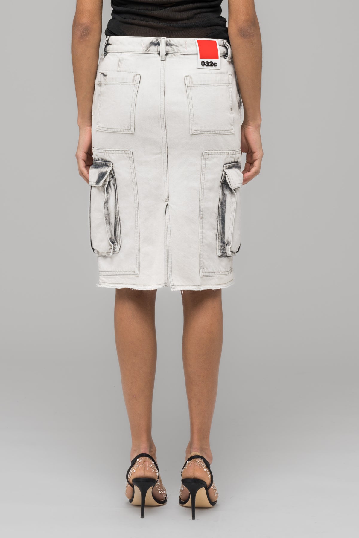 "MY OWN MIND" FRAYED DENIM SKIRT