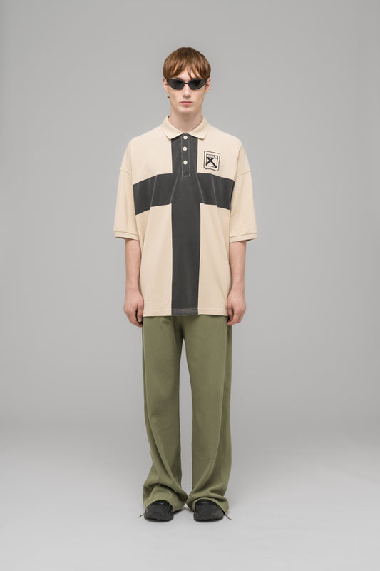 "FAINTING CROSS" OVERSIZED POLO SHIRT