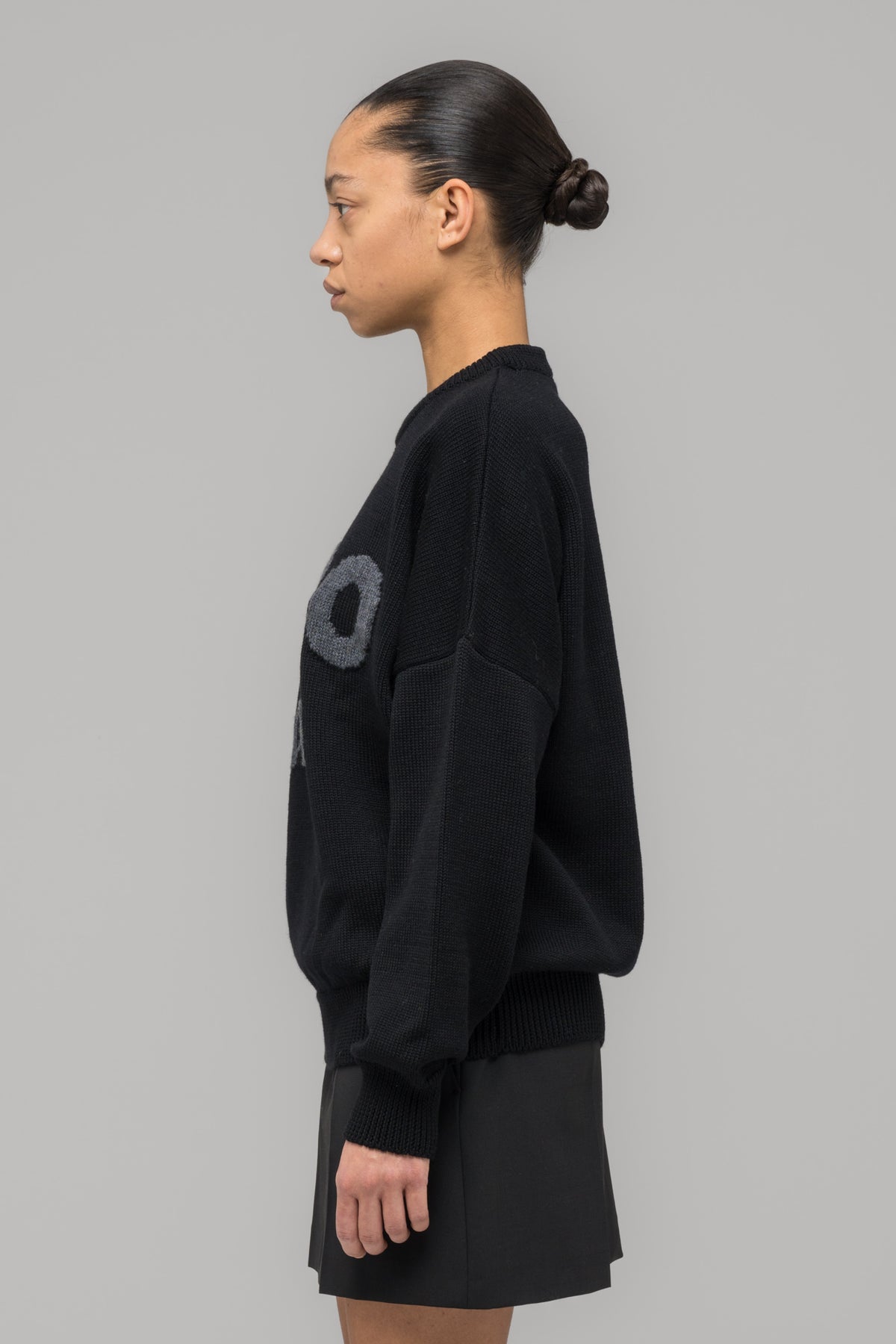 "SELFIE" SWEATER BLACK/BLACK MELANGE