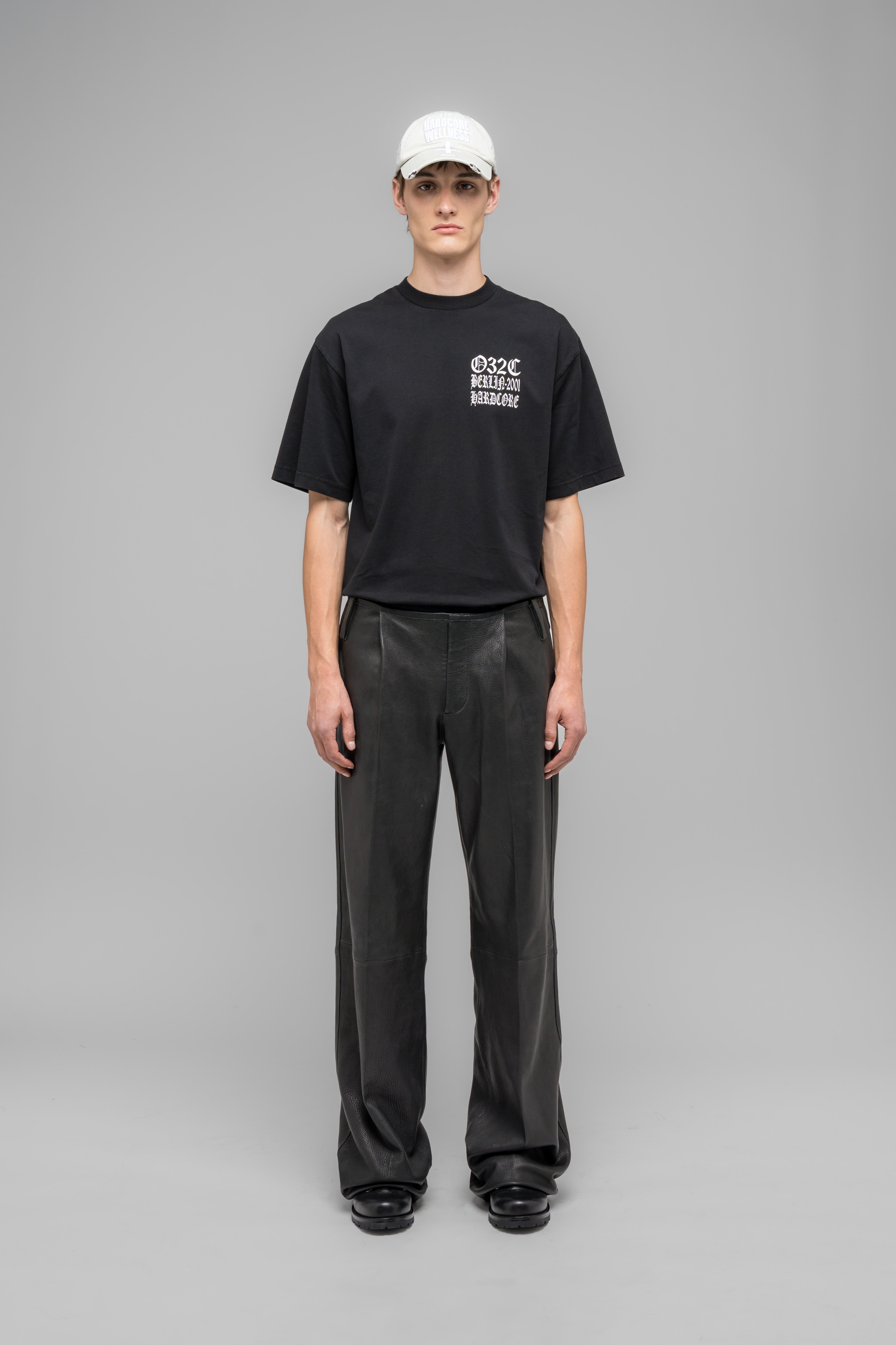 LEATHER WIDE LEG TROUSERS