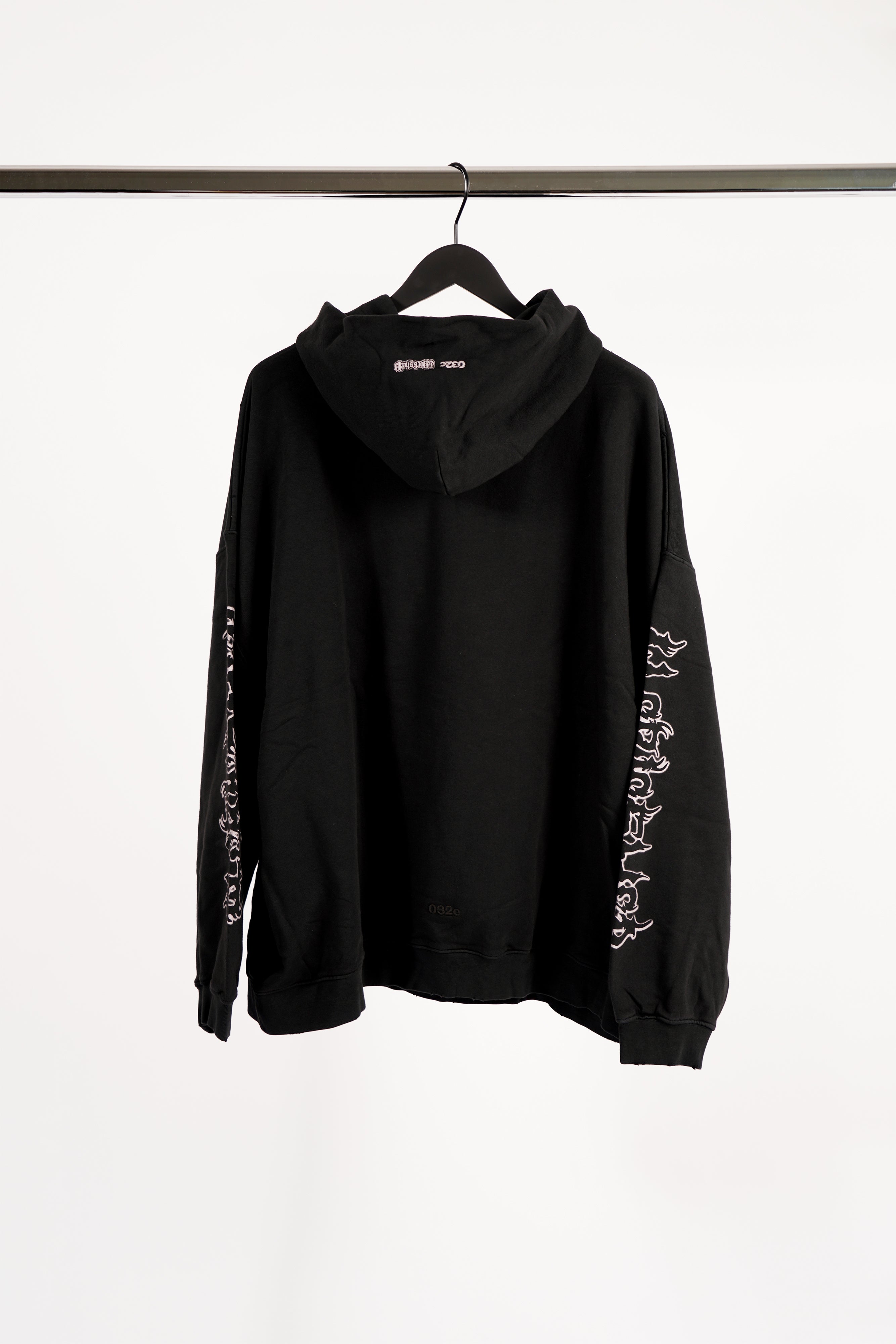 "FAITHLESS" OVERSIZED HOODIE WASHED BLACK
