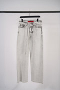 "DOWN TO EARTH" WIDE LEG JEAN WASHED GREY