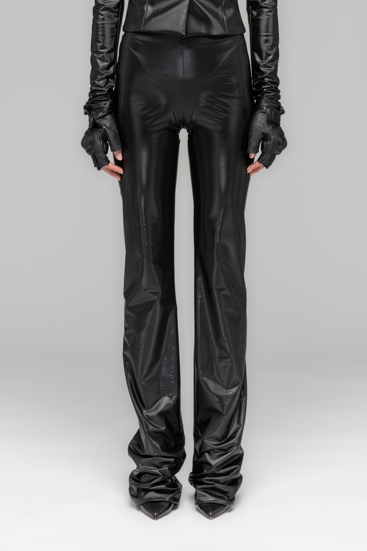 "TRAPEZE" WOVEN STRETCH SUIT TROUSERS IN LUSTER