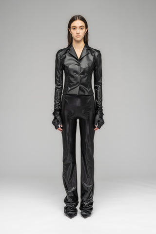 "TRAPEZE" WOVEN STRETCH SUIT TROUSERS IN LUSTER