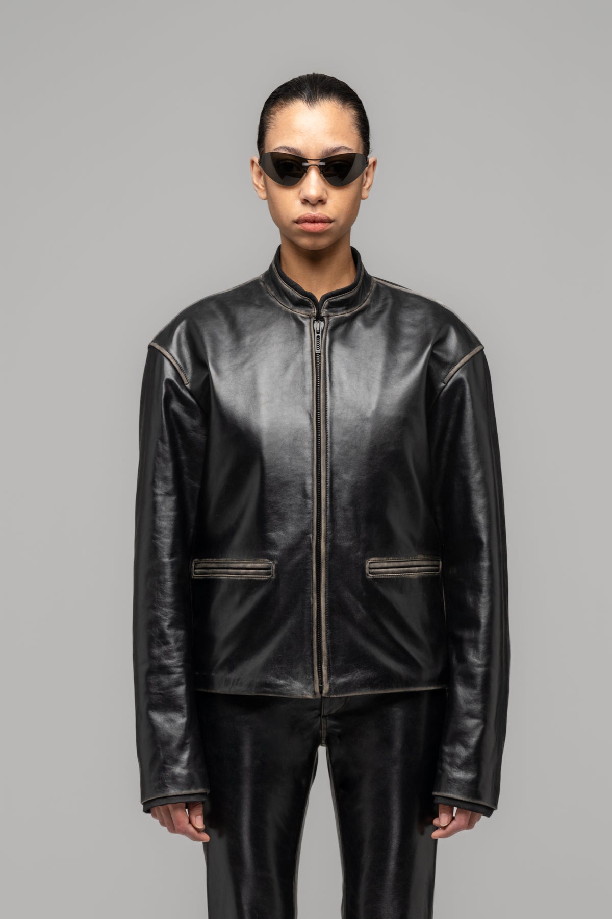 "UMA" LEATHER BIKER JACKET