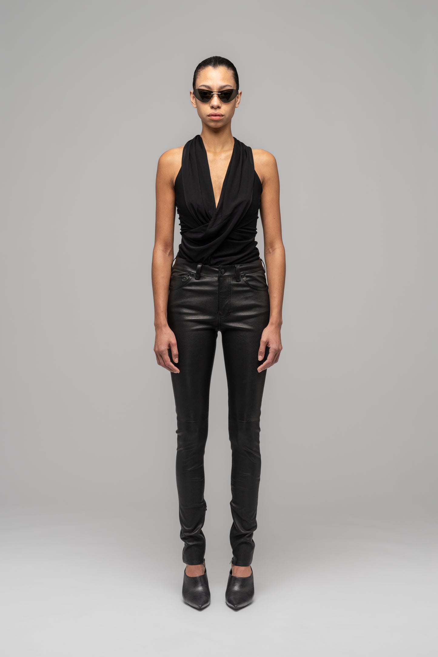 SKINNY LEATHER STRETCH TROUSERS