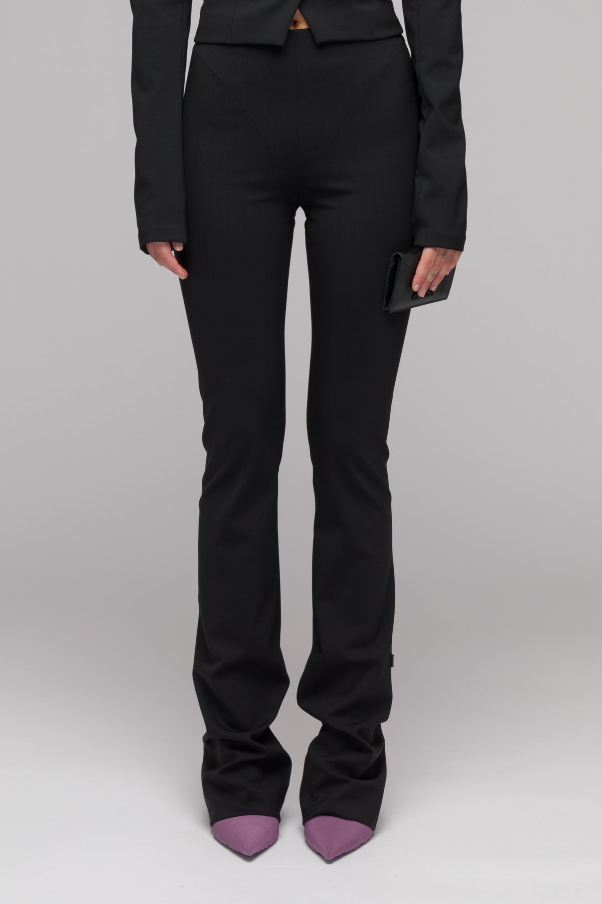 'TRAPEZE' STRETCH SUITING WOOL TROUSERS